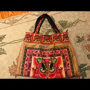 Boho tapestry embroidered shoulder bag
